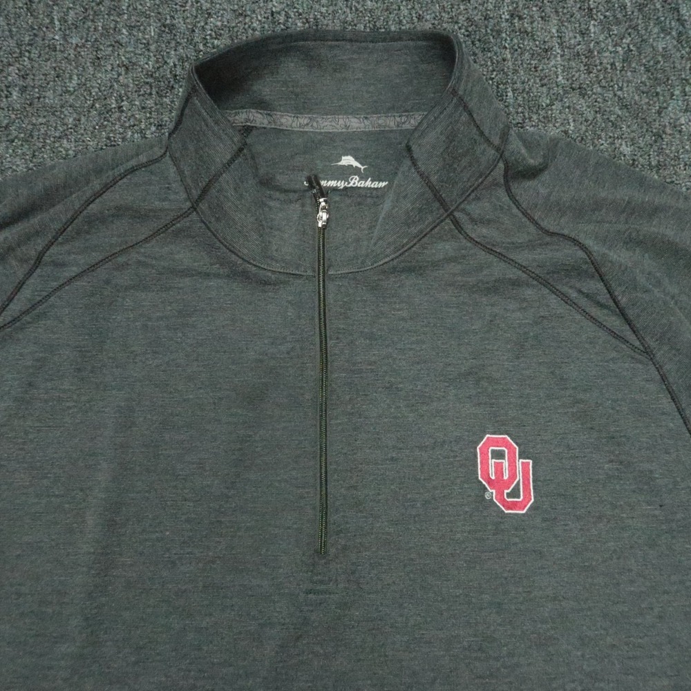 Oklahoma Sooners Pullover Men XXL Gray Tommy Bahama Island Zone Quarter Zip - Picture 2 of 10